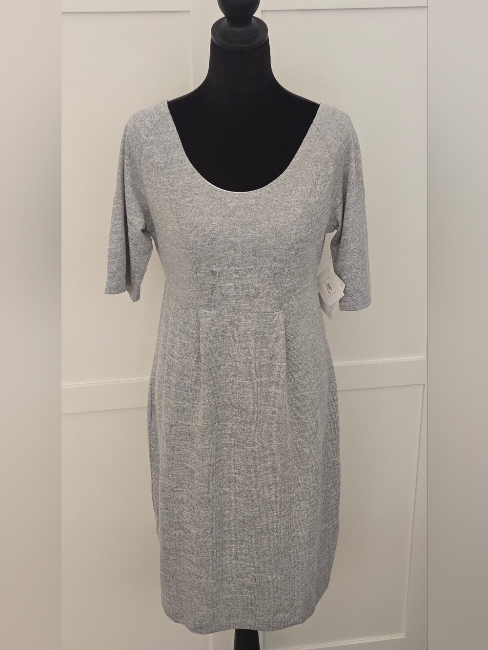 Rosie Pope‎ Maternity Avery Dress Heather Grey Knit Scoop Neck Cap Sleeve Medium
